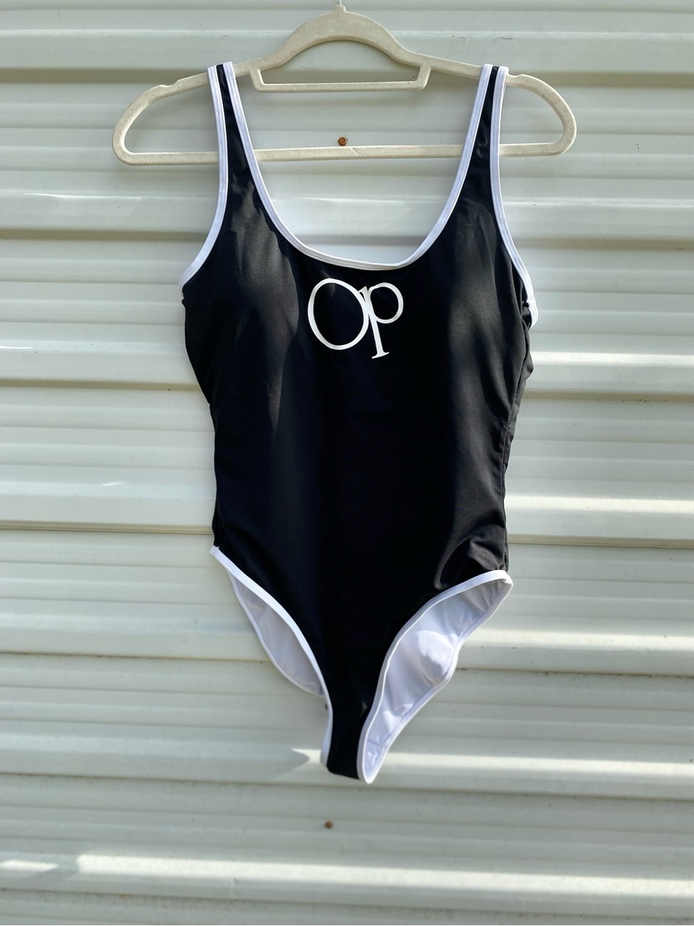 OP Black One-Piece Swimsuit with White Trim